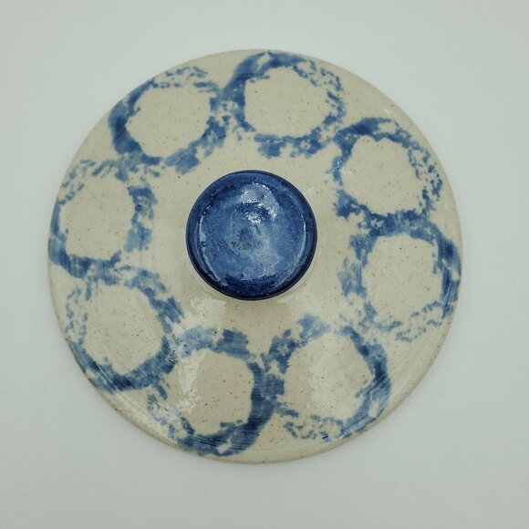 Westerwald Pottery Crock with Lid Spongeware Butter Pot Lidded Canister - Picture 7 of 8